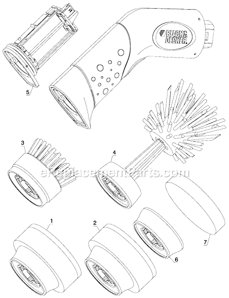 Page A Diagram and Parts List for Type 1 Black and Decker Power Scrubber